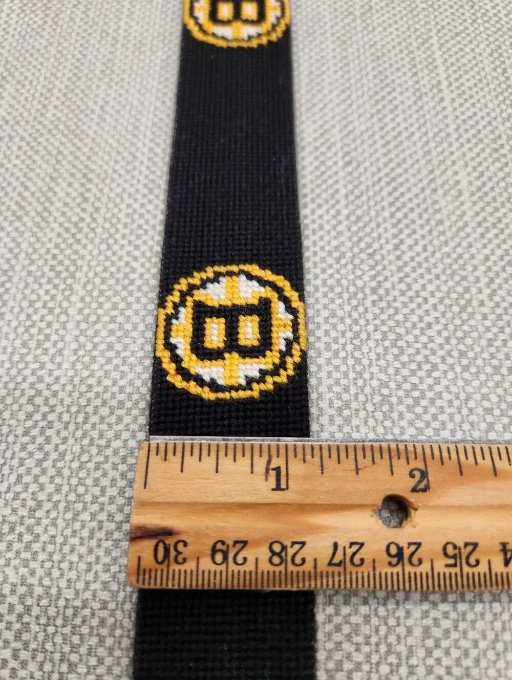 Smathers & Branson Size 40 Boston Bruins Belt Black Needlepoint Hand Stitched